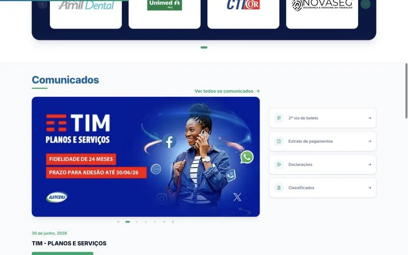 Comunicados e serviços ao associado