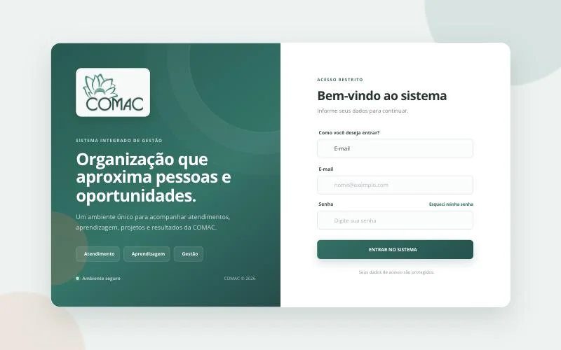 Tela de acesso ao Sistema Integrado de Gestão da COMAC