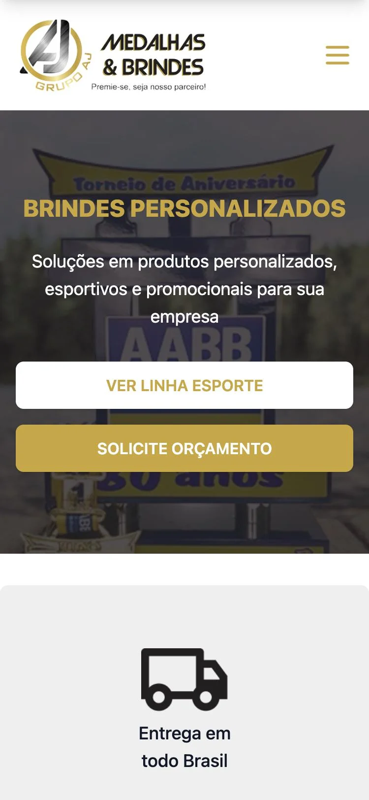 Site do Grupo AJ no celular