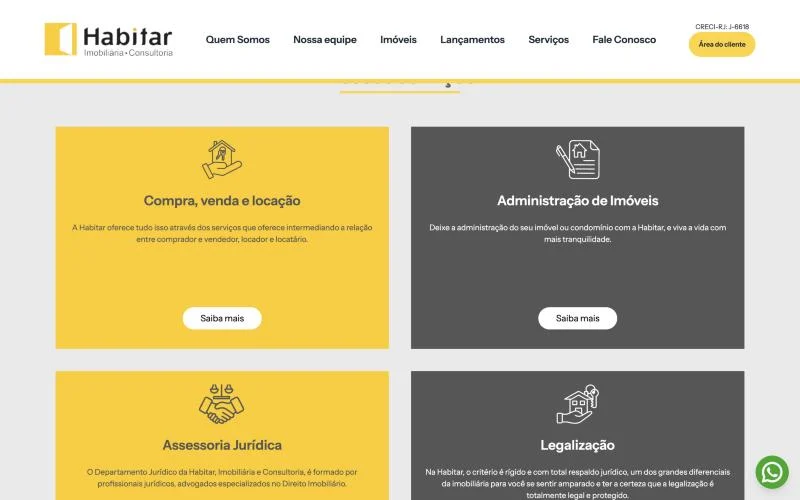 Serviços da Habitar: compra, venda e locação, administração, assessoria jurídica e legalização
