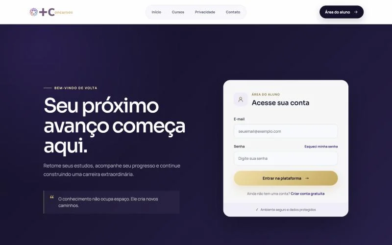 Acesso à área do aluno do +Concursos