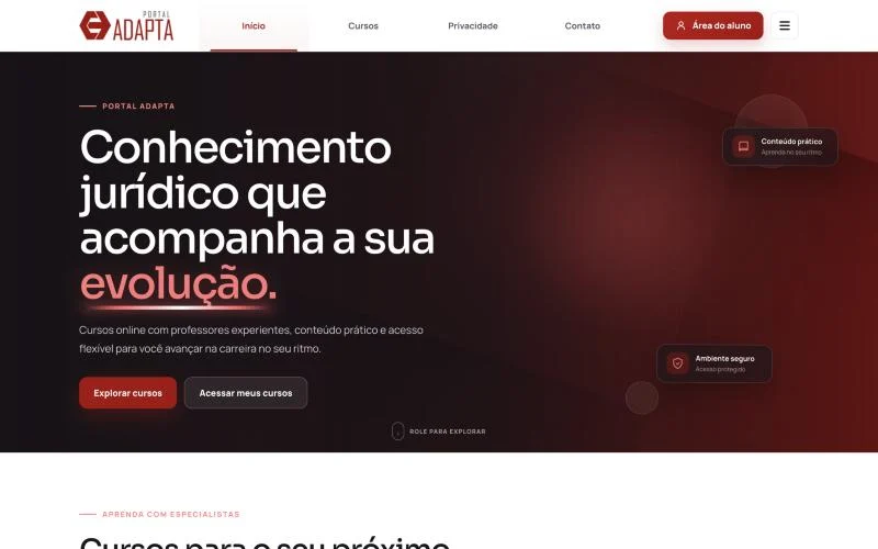 Página inicial do Portal Adapta